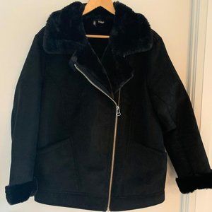 H&M Black Shearling Coat Size M